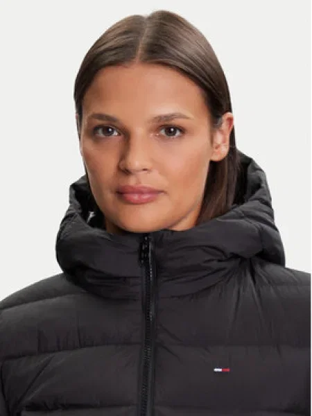 Džínsová bunda Tommy Jeans s kapucňou čierna