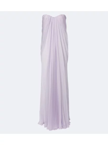 Rochie Mcqueen de mătase drapată violet