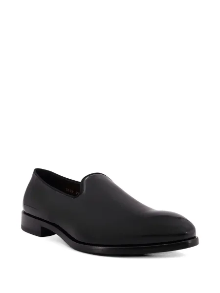 Kožené lakované loafers Doucal's s autogramem černé