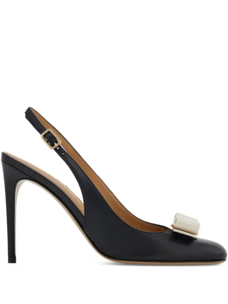 Pantofi cu toc Ferragamo cu funde slingback negru