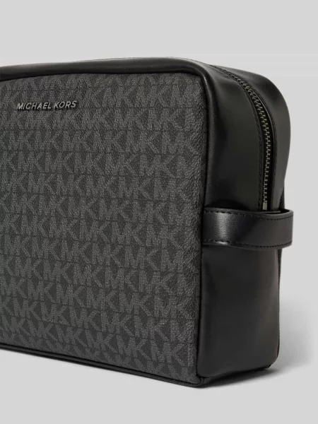 Kosmetyczka z uchwytem ze skóry bydlęcej Michael Kors czarna