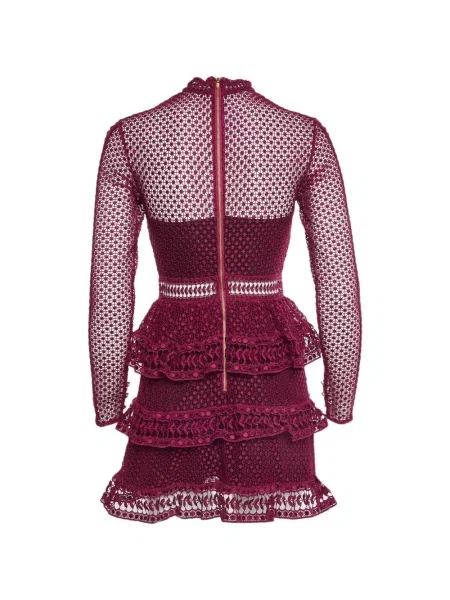 Rochie mini Self-portrait cu volane din dantelă roșu
