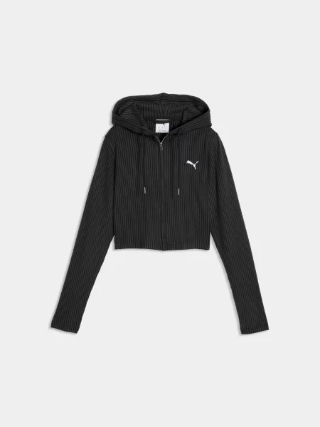 Спортивна кофта PUMA Ess Ribbed Hoodie комбінований верх чорний