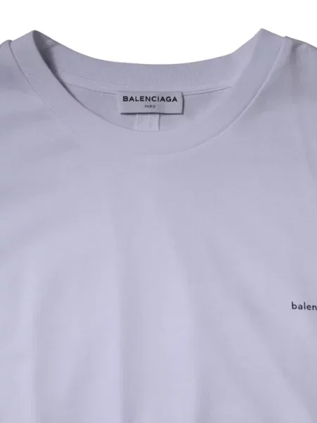 Tricou Balenciaga cu broderie alb