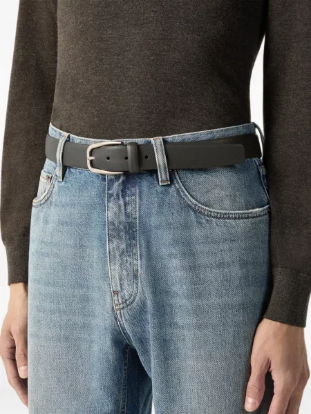 Cu centură curea Zegna din piele gri