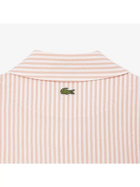 Lacoste Kurtka W Paski Z Seersuckera różowa