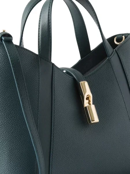 Bőr shopper táska Furla zöld