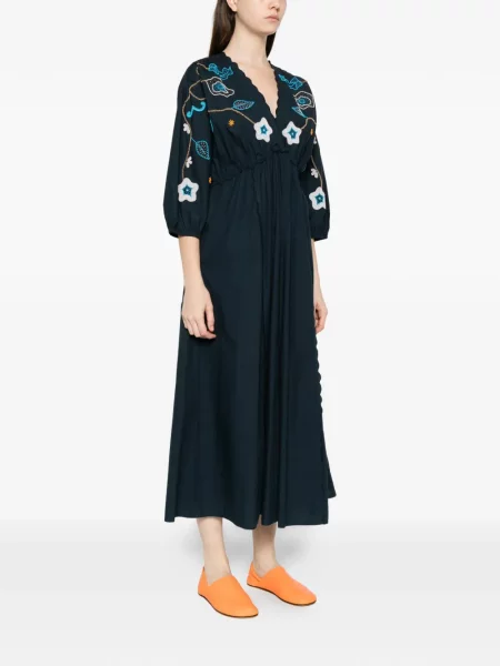 Rochie midi Forte_forte cu model floral albastru