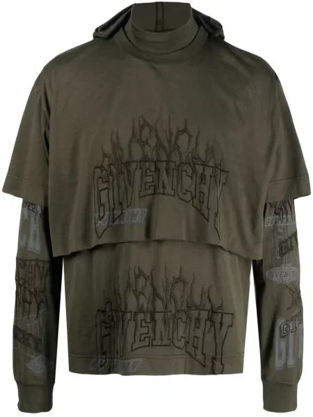 Hanorac cu glugă Givenchy cu broderie verde