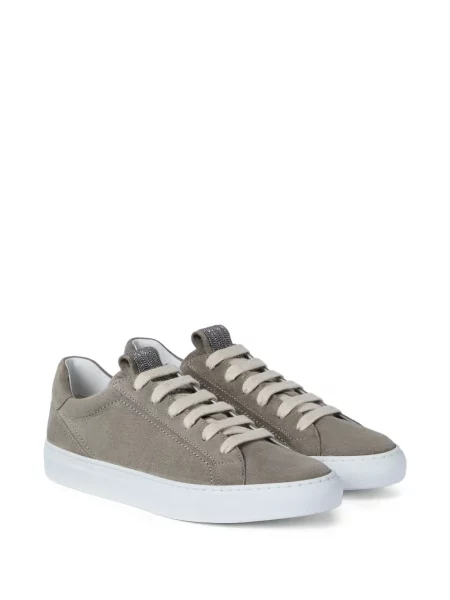 Sneakerși Brunello Cucinelli din piele de căprioară verde