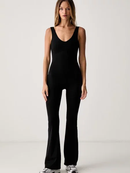 Le Privé kombinezon COMFORT FLARE JUMPSUIT czarny