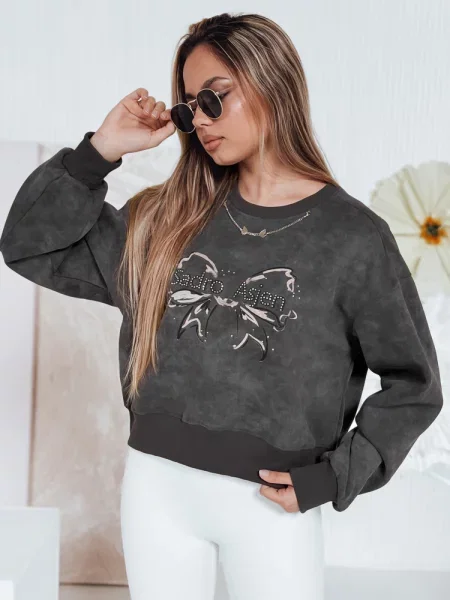 Bluza krótka oversize z motywem tie-dye DENVIS Dstreet grafitowa