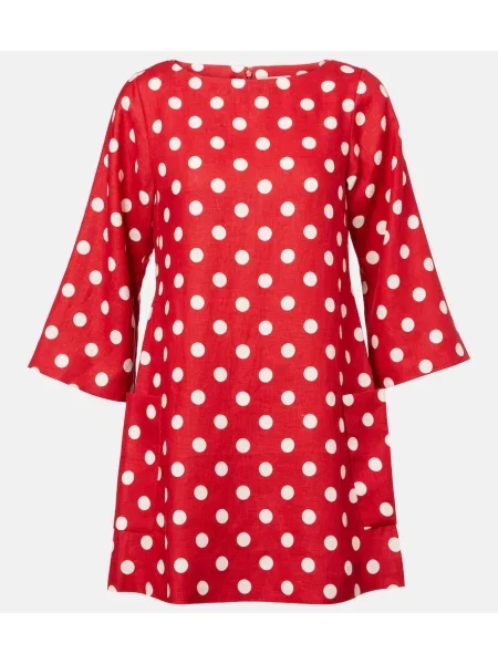 Lniana sukienka Posse w grochy czerwona