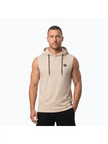 Мъжки суитшърт за тренировка Pitbull Mercado Hilltop Sleeveless Hooded pale sand бежово