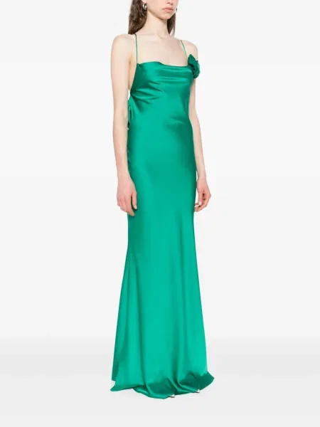 Rochie maxi Parlor cu model floral de costum verde