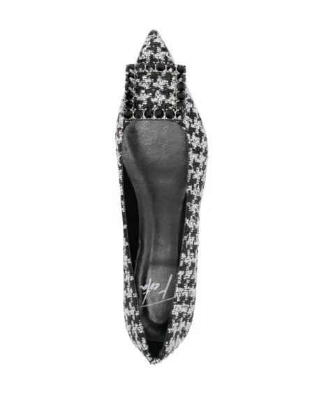 Δερμάτινος μπαλαρίνες Roberto Festa houndstooth μαύρο