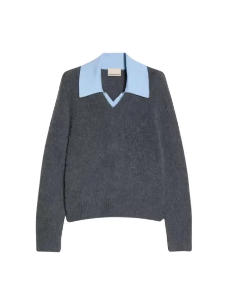 Lniany sweter Pennyblack z dekoltem w serek szary