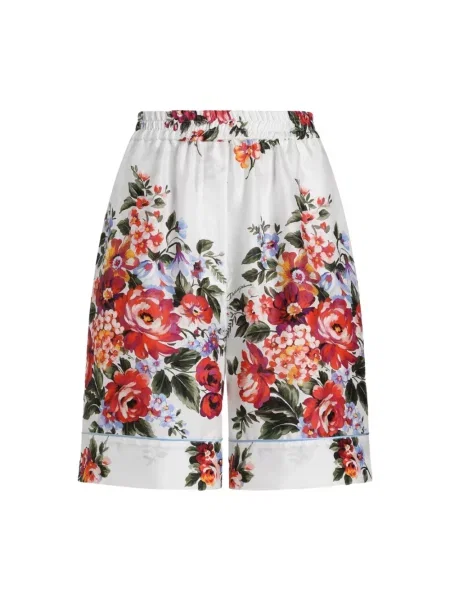 Bermudy Dolce And Gabbana z nadrukiem w kwiatki z twillu białe
