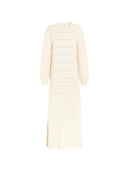 Rochie maxi Barrie cu dungi tricotate alb
