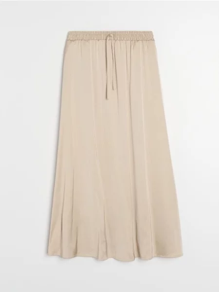 Однотонная юбка миди Sinsay бежевая