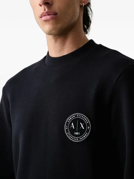 Pulover Armani Exchange cu autograf negru