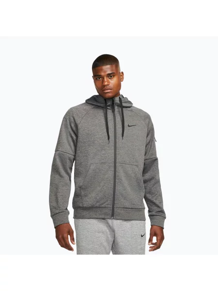Мъжки суитшърт за тренировка Nike Therma Fit Full-Zip charcoal heathr/dark smoke grey/black черно