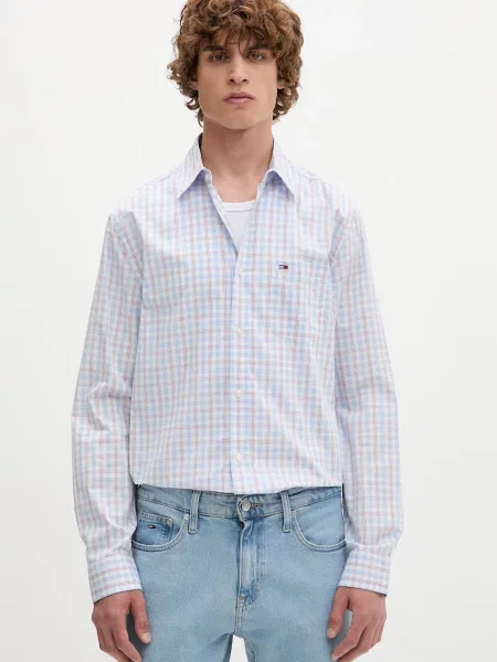 Tommy Jeans πουκάμισο ανδρικό μπλε