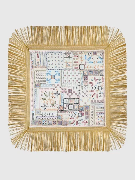 Хустка із шовку з бахромою Momoni біла