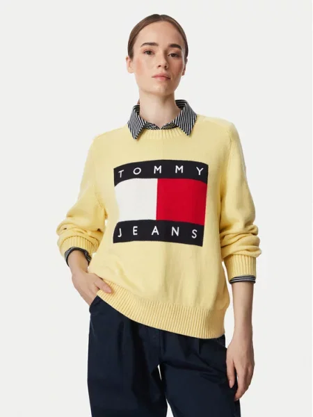 Tommy Jeans Megztinis Flag Šviesiai geltona