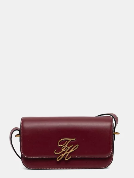 Tommy Hilfiger Kabelka Th Script Flap Crossover Bordová hnedá