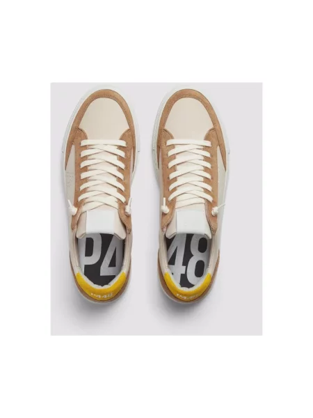 Sneakersy P448 skórzane beżowe