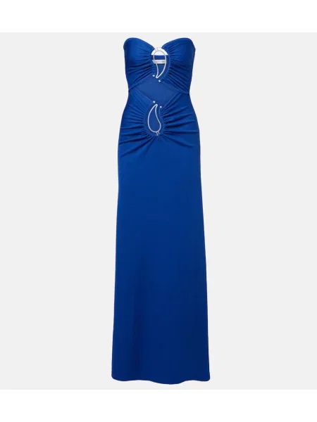 Rochie maxi Christopher Esber cu model paisley de costum albastru