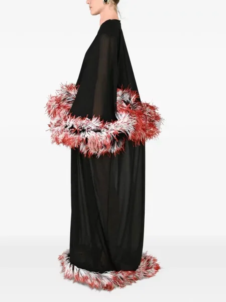 Rochie maxi Rowen Rose cu pene negru