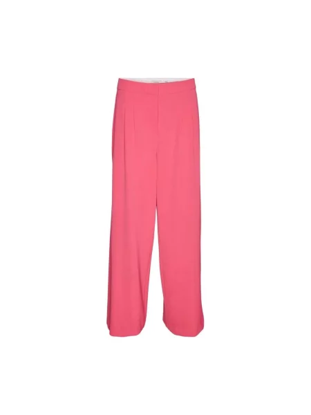 Szerokie talia spodnie Vero Moda różowe