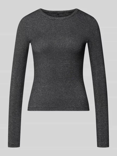 Bluzka z długim rękawem o kroju regular fit z mieszanki bawełny z efektowną przędzą model ‘CHLOE’ Vero Moda czarna