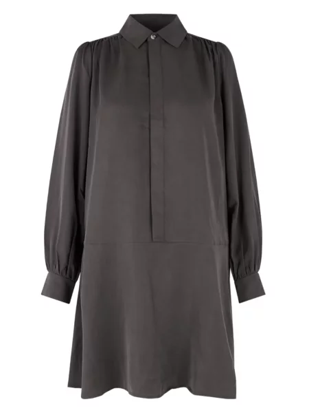 Rochie tip cămașă Samsøe Samsøe de costum gri