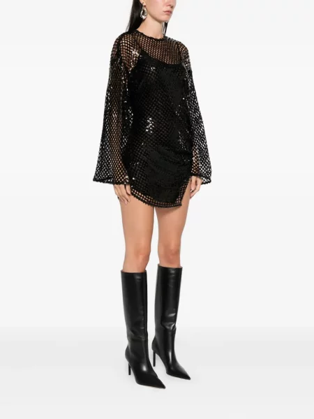 Rochie mini The Attico plasă de costum negru