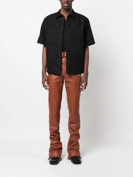Iš natūralios odos kelnės Off-white balta