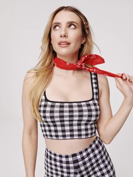 Daahls by Emma Roberts exclusively for ABOUT YOU Top brodat Aylin negru alb