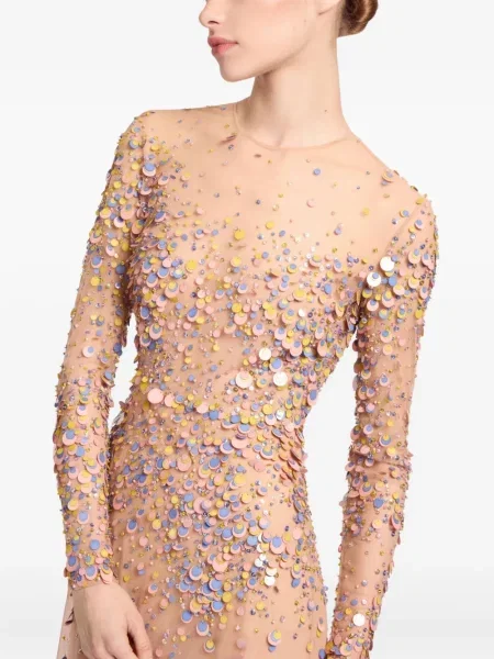 Rochie maxi Elie Saab cu paiete de costum roz