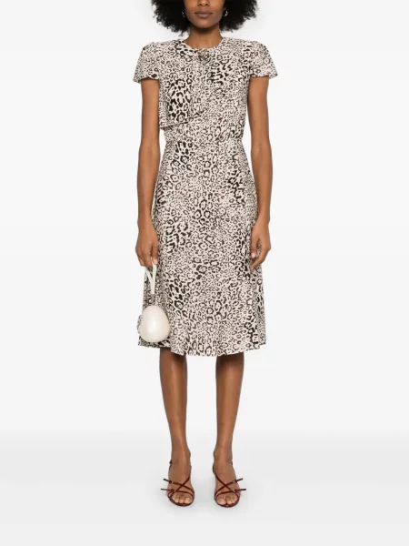 Rochie midi Alessandra Rich cu imagine cu model leopard plisată