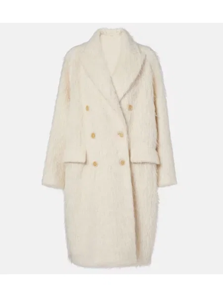 Palton Brunello Cucinelli din lână alpaca alb