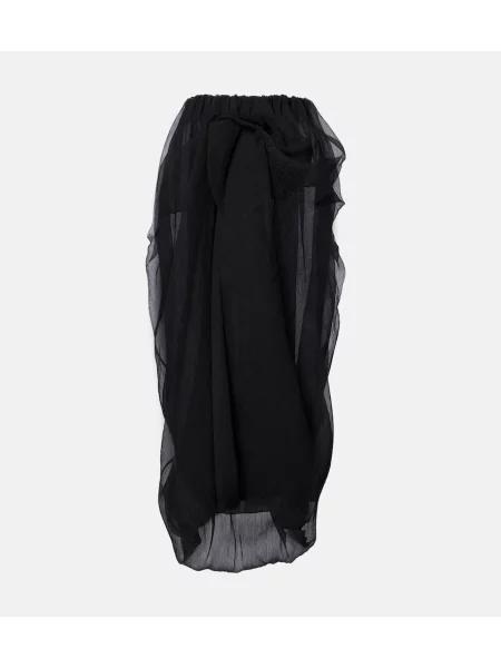 Jedwabna maksi spódnica maxi Magda Butrym z falbankami czarna
