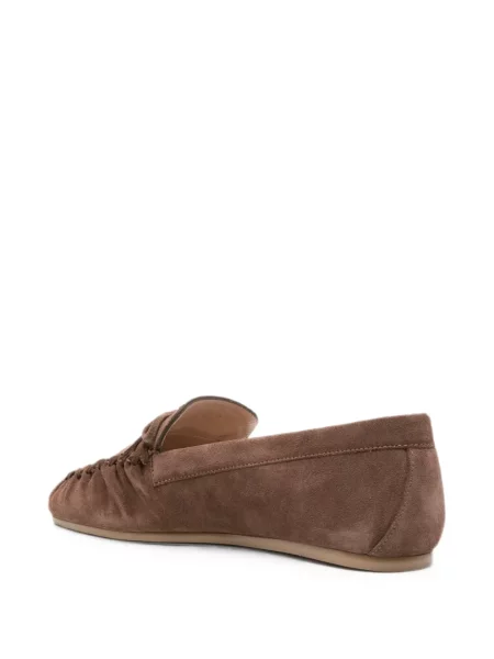 Pantofi loafer Stuart Weitzman cu funde din piele de căprioară maro