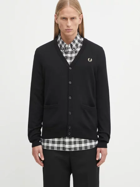 Fred Perry kardigan z wełną Classic Cardigan czarny