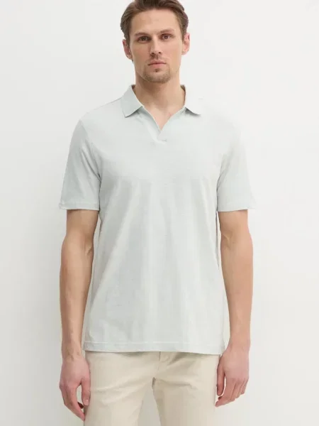 Calvin Klein polo z domieszką lnu szara