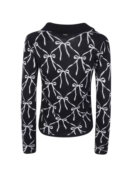 Pulover Twinset cu funde cu decolteu în V negru
