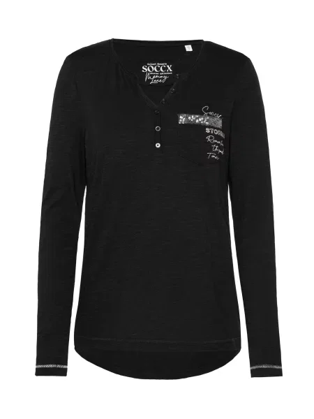 Soccx Tricou Memory Lane negru / argintiu alb