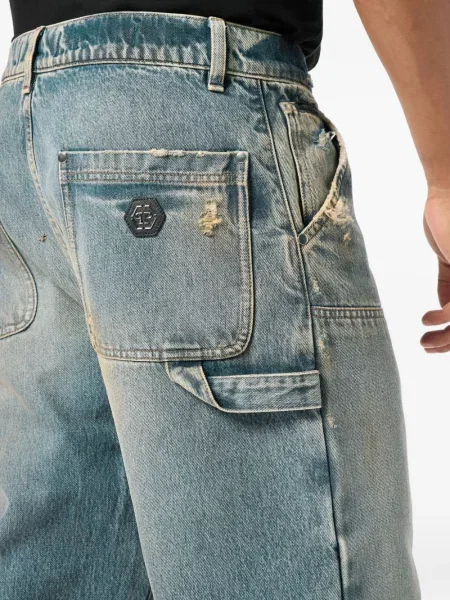 Blugi Philipp Plein zdrențuiți albastru