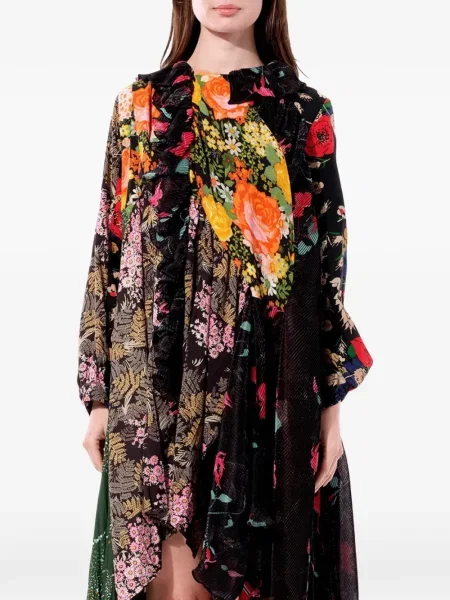 Haljina Balenciaga s cvjetnim printom s printom crna
